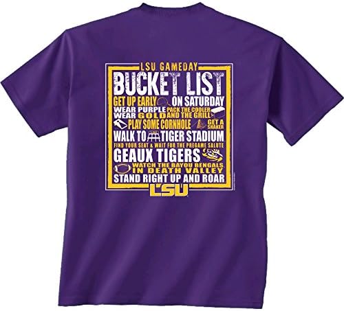 New World Graphics LSU Tigers Bucket List NCAA Short Sleeve T - Shirt