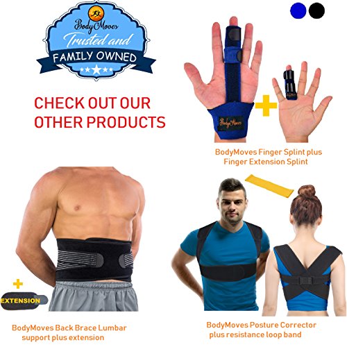 BodyMoves Finger Splint Plus Finger Extension Splint Plus 2 Nylon Sleeves for Trigger Finger Mallet Finger Broken Finger Rheumatoid Arthritis Post Operative Care (Midnight Black) - Thumbnail 7