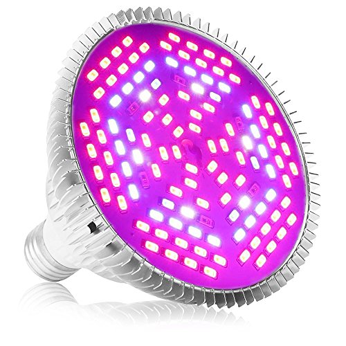 LVJING Full Spectrum 80W Led Grow Light Bulb, E27 Base, 120pcs 5730smd, Red Blue IR UV White Light, AC 85~265V, for Indoor Plants Garden Greenhouse Hydroponic System Growth and Lighting