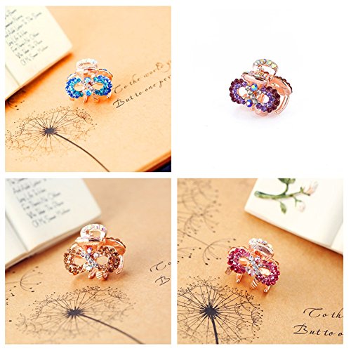 Casualfashion 4Pcs Cute Korean Fashion Hair Accessories, Mini Crystal Rhinestone Hair Claws Gripper Bangs Clips Holder