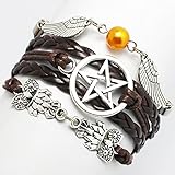 Bracelet, Angel Wings, Owls, Pagan and Wiccan, Dean Winchester, Star Bracelet