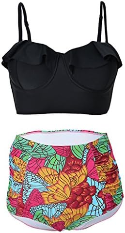 Milkuu Women's Vintage High Waist Floral Bikini Set Strappy Push Up Bathing Suit