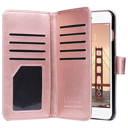 iPhone 8 Plus Case, iPhone 7 Plus Case, ULAK PU Leather iPhone 7 Plus/8 Plus Wallet Case with Credit Card Slots Magnetic Closure Cover for Apple iPhone 7 Plus/iPhone 8 Plus-Rose Gold