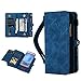 CaseTop Galaxy J7 Wallet Multi Card Holder [ID Slot][Card Slots][Zipper][Hand Grip] Folio PU Leather Cover With Detachable Magnetic Hard Case For Samsung Galaxy J7 J700 (2015) - Coral Blue