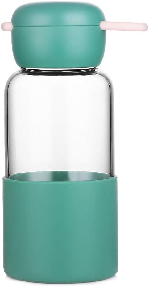ZDZDZ Glass Water Bottle for Kids 12 Oz Cute Glass Water Container with Lid and Silicone Sleeve, BPA-Free Wide Mouth Water Drinking Bottle Travel Mug Great for School, Office, Outdoor Sport (Blue 1) …