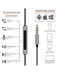 Deivvox   Auriculares de diadema con micrófono y control de volumen, cancelación de ruido, auriculares aislantes, auriculares de diadema con micrófono y micrófono