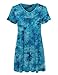 Lock and Love WT1084 Womens V Neck Short Sleeve Tie Dye Pleats Tunic Top M TEAL