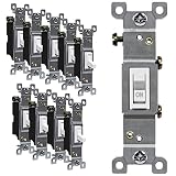 ENERLITES Toggle Light Switch, Single Pole, 15A 120-277V, Grounding Screw, Residential Grade, UL Listed, 88115-W-10PCS, White (10 Pack)
