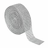 Derker 8 Row Acrylic Bling Rhinestone Diamond Crystal Mesh Wrap Roll Cake Ribbon Banding, Wedding and Party Decoration, 1.5