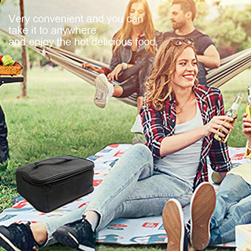 Triangle Power Personal Portable Oven, Electric Slow Cooker for Food,Mini Oven for Meals Reheat,Food Warmer with Lunch Bag,Collapsible Container Included(110V-Black)
