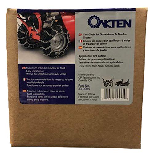 OakTen Set of Two Tire Chain Fits 16x5.50x8, 16x6.50x8, 5.00x5.70x8