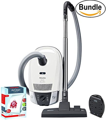 New Miele Compact C2 Quartz Canister Vacuum, Lotus White - Corded - ReVIVE Rapid Dual USB 6 Outlet Wall AC Adapter, &amp; 10123220 AirClean 3D Efficiency Dust Bag, Type FJM, 4 Bags &amp; 2 Filters (Bundle)