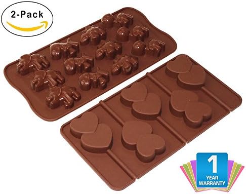 2pcs Chocolate Mold Silicone Non Stick Baking Candy Animal Soap Cake Heart Shape Lollipop Mold