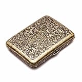 Retro Metal Cigarette Case Box - Yhouse Double Sided Spring Clip Open Pocket Holder for 20 Cigarettes (Golden)