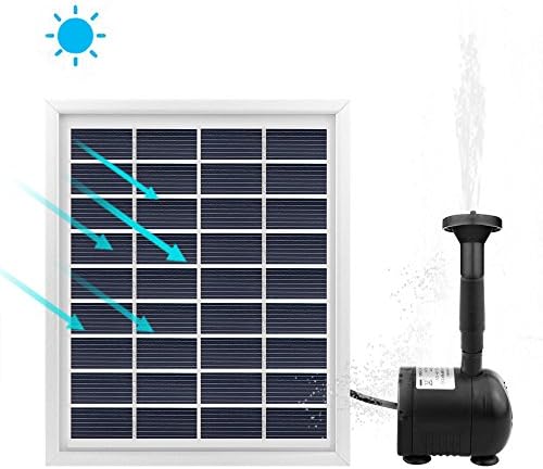 Solar Water Pump Sunsbell Solar Fountain Pump Waterfall with 3M Long Cable &amp; 4 Sprayer Adapters (2W)