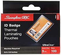 GBC 56005 - HeatSeal Thermal Laminating Pouch, 5 mil, 2-9/16 x 3-3/4, ID Size (Pack of 100)