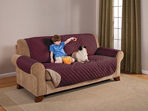Elegante Luxurious Reversible Sofa Furniture Protector, Burgundy / Tan by Sara Ashley