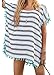 Yonala Women's Stripe Chiffon Trim Beachwear Bikini Cover-Up,Stripe,One Size