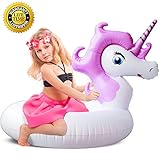 Leeron Unicorn Pool Float, Unicorn Pool Float for Kids, Inflatable Swimming Pool Float Ride on Water Raft Swim Ring Pool Floaties for Girl Children Boy Beach,Party,and Decoration T(Unicorn Purple)