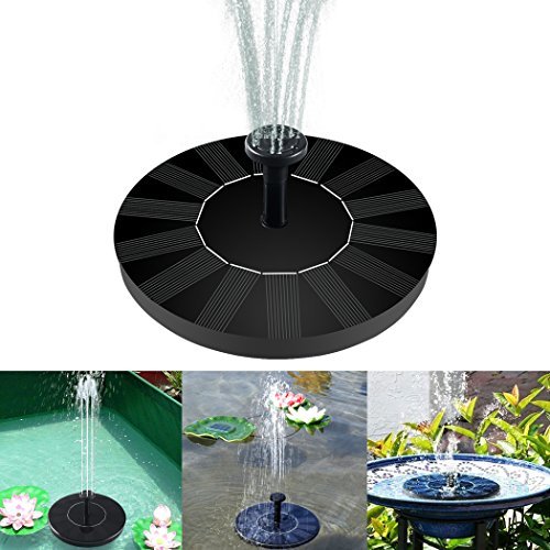 Solar Fountain Pump, Bird Bath Floating Pump Kit 1.4W Free Standing Floating with Different Spay Heads for Garden and Pond, Garden Decorations