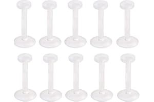 Set of 10 16GA Flesh Tone Flexible Bioflex Removable Push Top Piercing Retainers, Metal & Allergy Free for Lips, Ears, Nose, 