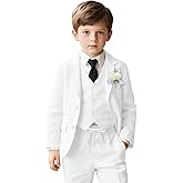 Retro Linen Boys Suit Slim Fit 5 Piece Sets Kids Wedding Outfit Linen Suits Casual Drawstring Tuxedo Set for Boy