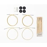 Knit Picks Wood Interchangeable Tunisian Crochet Hook Set Hook Set | Set of 7 natural wood interchangeable tunisian crochet hooks in US 7-L, features inline tip, includes cables and endcaps.