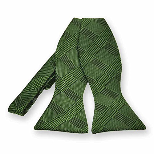 TieMart Dark Green Michael Glen Plaid Self-Tie Bow Tie