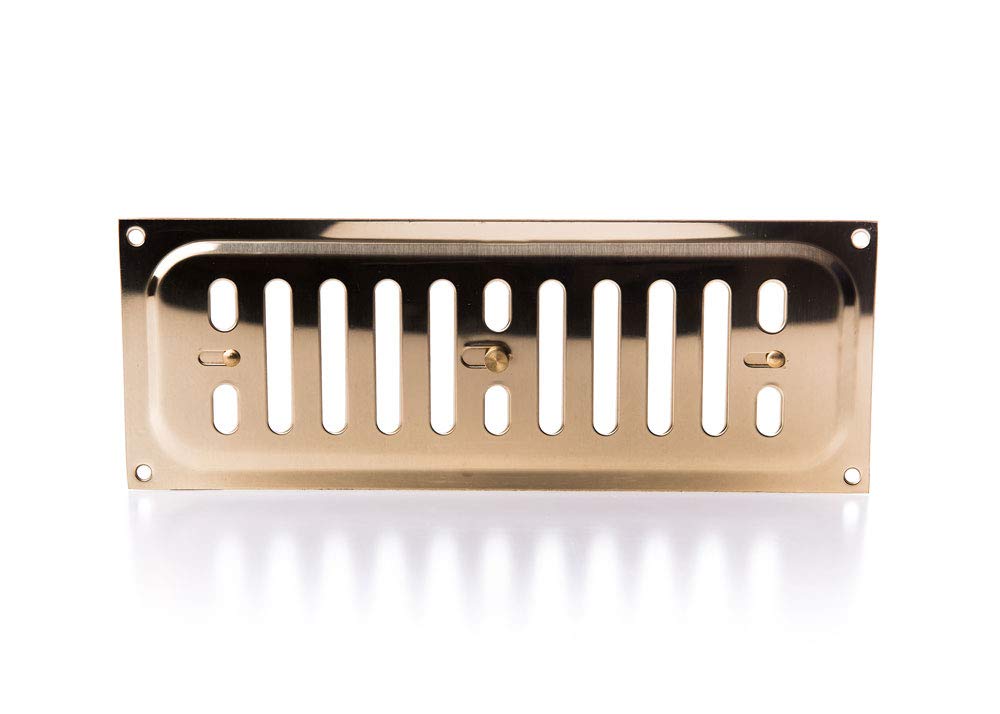 TIMCO Brass Timloc 9x3 Metal Internal Hit and Miss Louvre Vent Polished