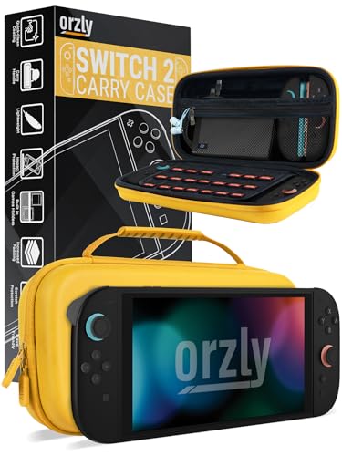 Orzly Tragetasche für die Nintendo Switch 2 (2025) Konsole, 7,9 Zoll Bildschirmschutz, Hartschalenetui mit intelligenter Aufbewahrung für Zubehör und Spiele, Ta