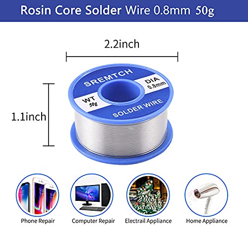 Lötkolben Set, SREMTCH 60W Lötkolben Set mit Ein/Aus-Schalter, einstellbare Temperatur 200~450 ℃, Metallkugelreiniger, 5 Lötspitzen, Lötdraht usw.