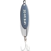 UMT Chrome Fishing Spoon Lure 3/4oz,1oz, 2oz &ndash; Sharp 3/0 Treble Hook for Freshwater &amp; Saltwater Bluefish, Trout, Steelhead 1, 5, 10 Pack Options