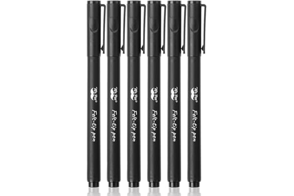 Mr. Pen- Felt Tip Pens, Pack of 6, Fast Dry, No Smear, Fine Point Black Pens, Bible Journaling, Planner Markers for Journalin