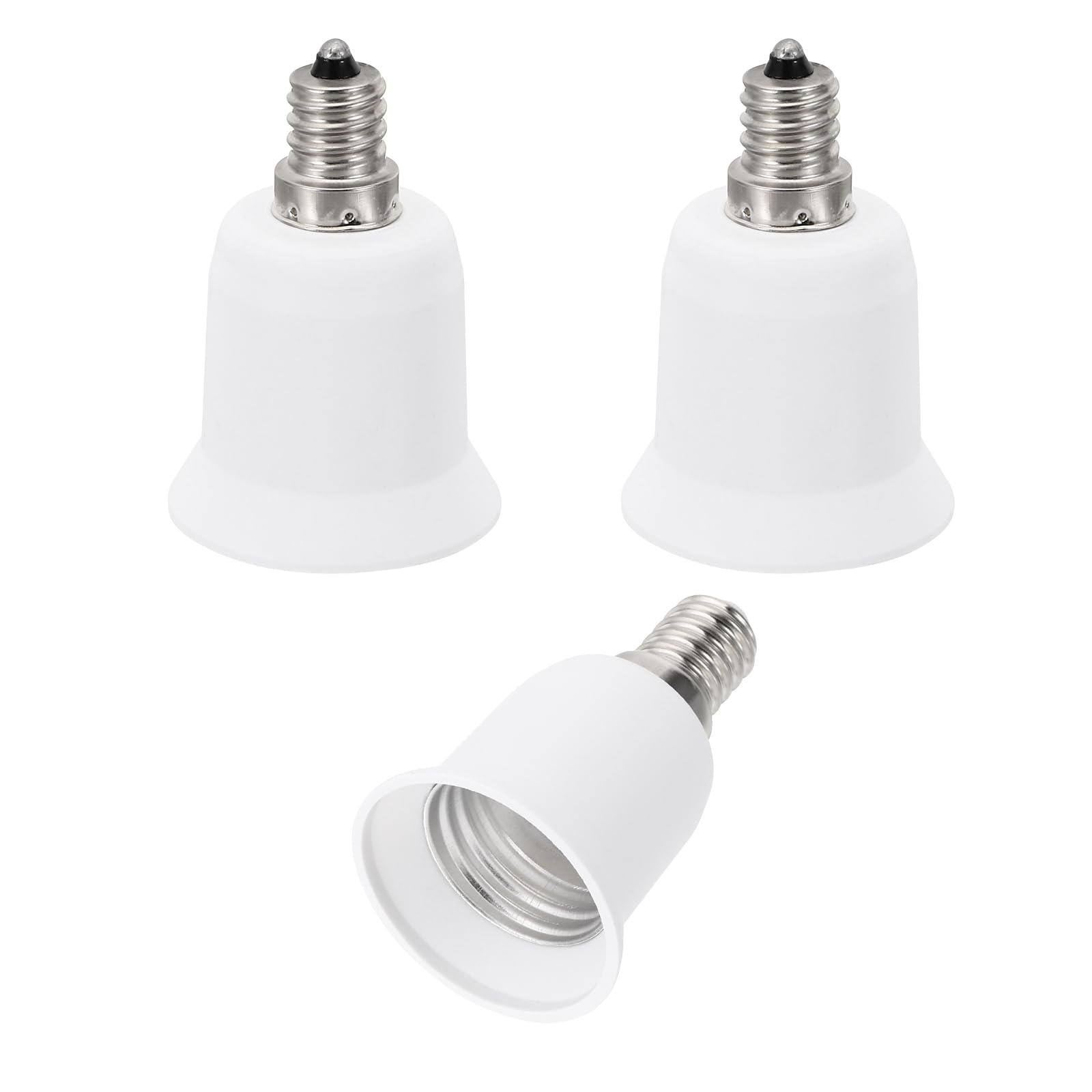 PATIKIL E12 to E26/E27 Light Socket Adapter, 3pcs Lamp Holder Convert Screw Base Converter for Halogen CFL Light Bulb, White