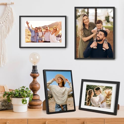16X24 Oak Wood Picture Frame Black Poster Frame for 12x18 Picture with Mat or 16x24 without Mat Natural Solid Wooden Picture Frames for Wall Art Photo and Prints