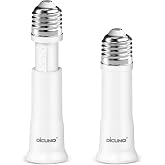 DiCUNO E26 Bulb Socket Extender, Flexible Socket Fan Light Extender, 2-Pack | 3.15-4.13Inch/8-10.5CM Extension Socket 5-Level Extendable, Light Socket Extender for Ceiling Light, 160&deg;C Heat-resistant