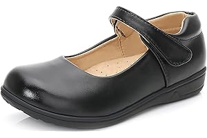 TENGTA Girls Mary Jane Flats Comfort Uniform Dress Shoes Casual Women Slip On Dance Flat Shoe for School Wedding Party Church