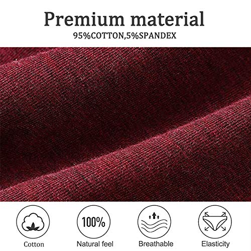 MS.ING 4Pcs Womens Underwear Hipster Panties Soft Cotton Lace Trim Briefs Bikinis (Black Wine Grey, Medium)