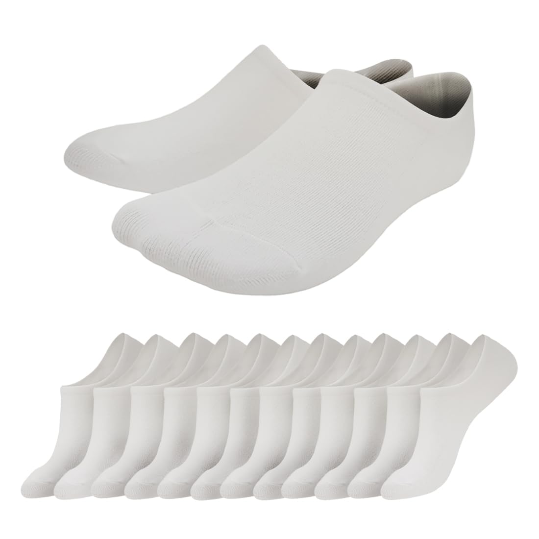 JYC CREATIVE Short Socks, Breathable Invisible Socks, Bamboo Fibre Socks, Non-Slip Socks, White, 6 Pairs, 35-41