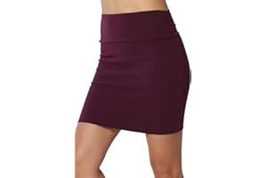 TheMogan Double Layer High Waisted Casual Stretch Jersey Bodycon Mini Skirt