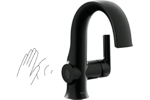 Moen S6910EWBL Doux Motionsense Wave Touchless Single Handle Bathroom Sink Faucet, Matte Black