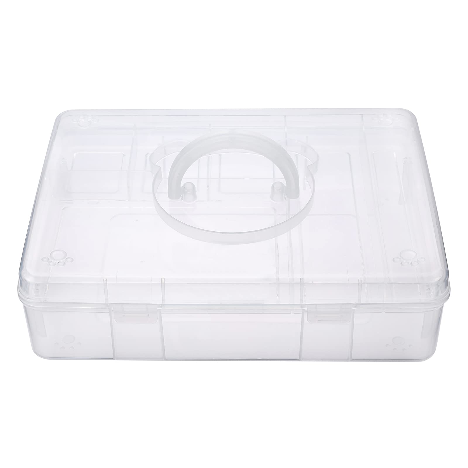 IGNPION Clear Craft Stackable Storage Box with Storage Tray Plastic 7-compartment Mulit Purpose Storage Container for Storing&Organising Toys, Arts&Crafts, Stationery, Sewing, Teaching Aid