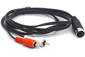WERPOWER GLHONG 5 Pin Midi to RCA Cable, 5-Pin Din Male to 2 RCA Phono Male Plugs Audio Lead Cord for Bang & Olufsen, Naim, Quad, Stereo Systems