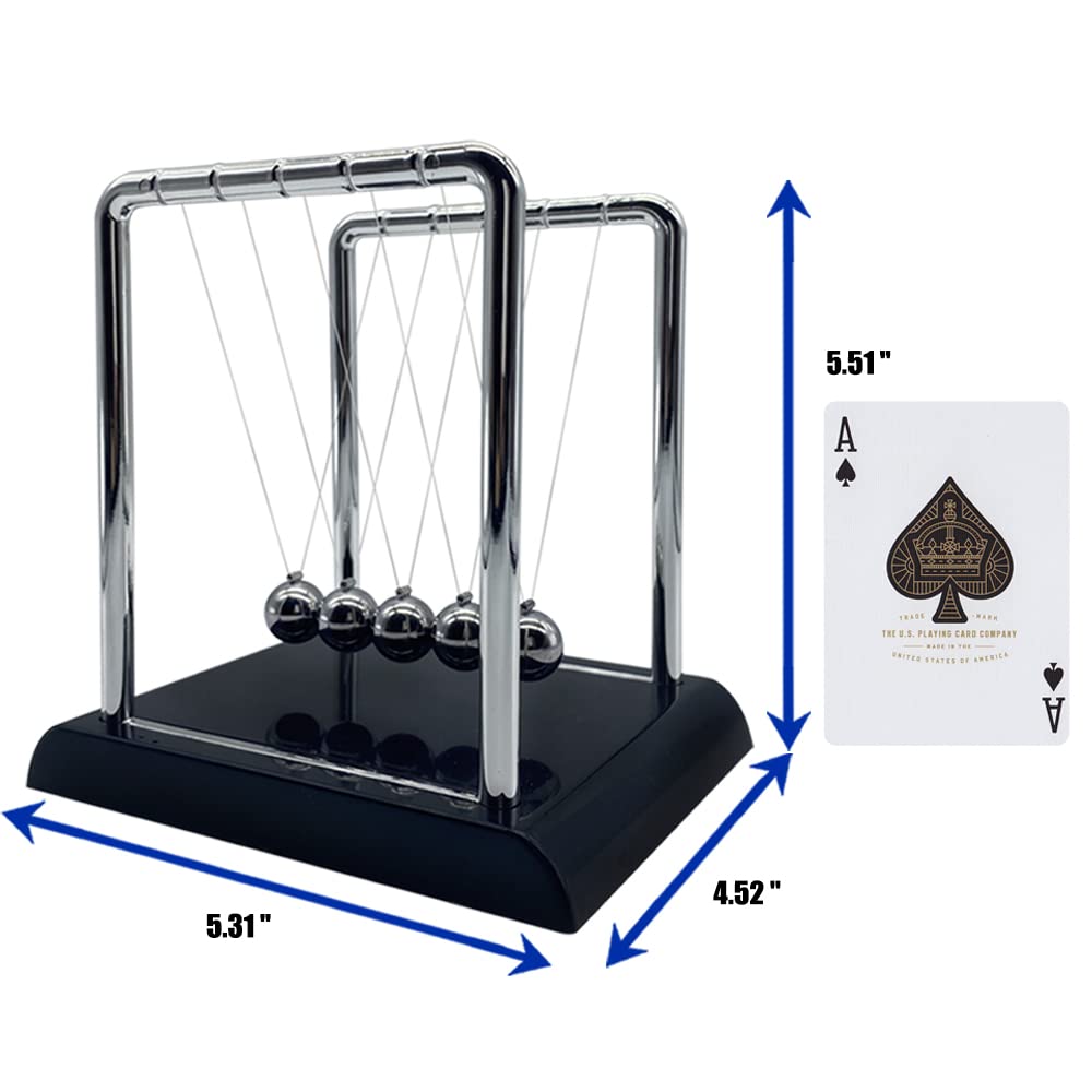 Newtons Cradle Balance Balls, Swinging Balls with Black Base, Fun Science Physics Learning Accessories, Calm Down Fidgets Kit, Desk Toys for Stress Relief, Office Home Decoration (Black)