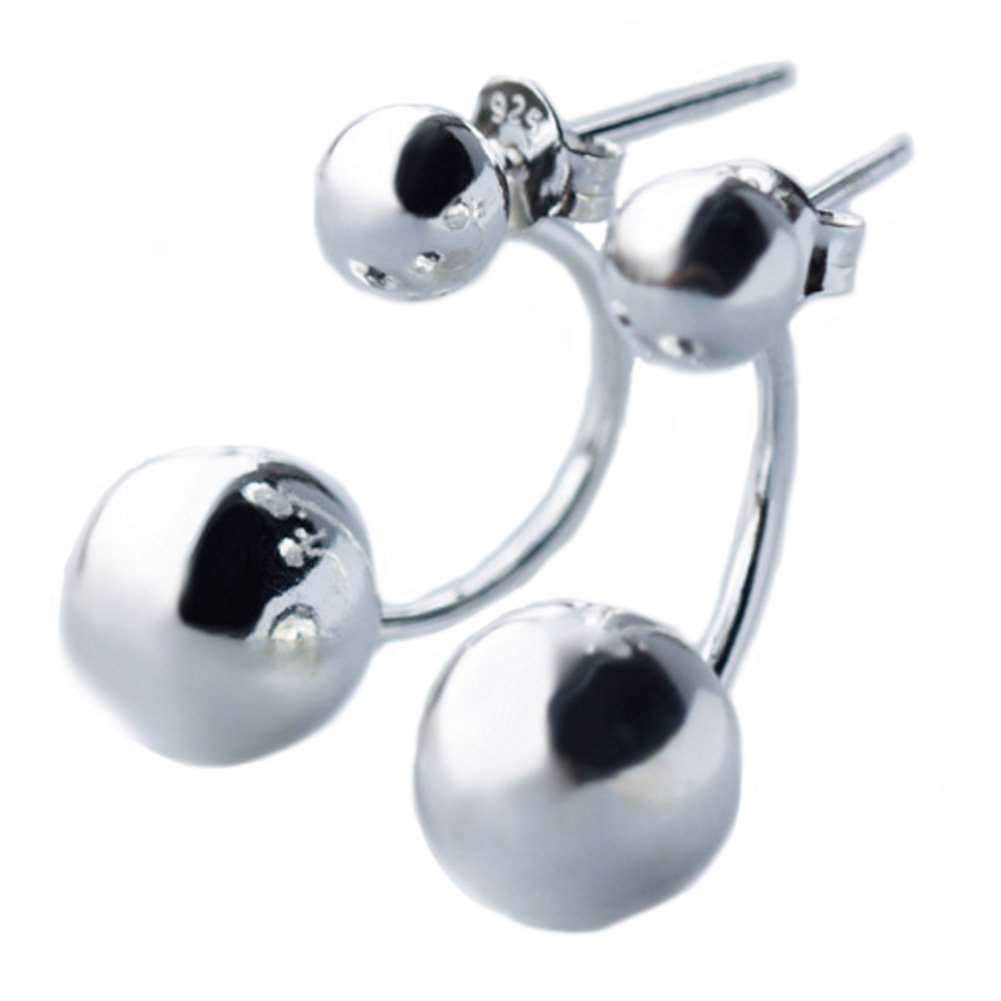 Helen de Lete Geometric Simple Pattern Double Balls 925 Sterling Silver Earrings