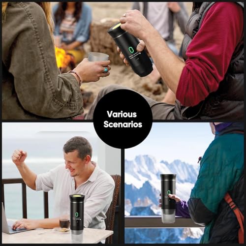 Portable Electric Espresso Machine, 3 in 1 Portable Coffee Machine, 5 Minutes Self-Heating, with USB-C Compatible with Small Capsules, Large Capsules, Ground Coffee