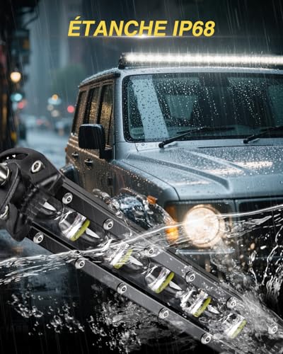 CO LIGHT 44 Inch LED Bar 112cm Single Row Combo Beam for Off-Road Driving with Mounting Brackets and 6D Reflectors Suitable for Trucks, Cars, Cabs, Boats, ATV/UTV