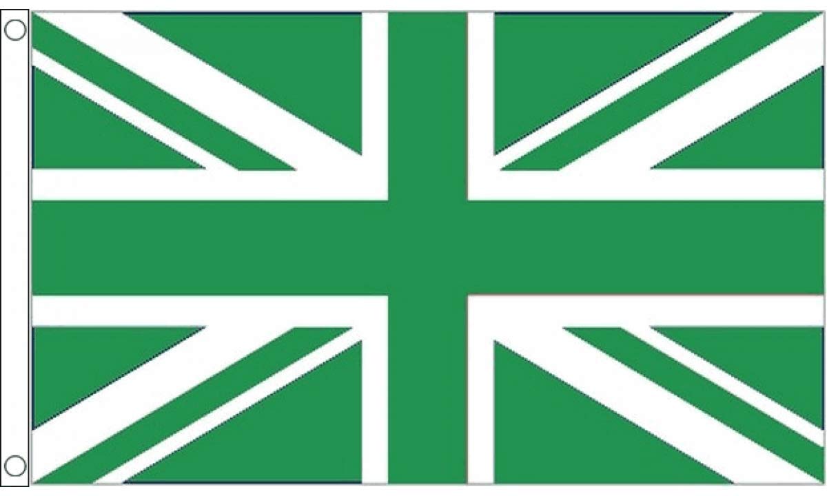 AZ FLAG - Union Jack Green Flag - 2x3 Ft - 100D Polyester United Kindgom Banner with Two Metal Grommets - Fade Resistant - Vivid Colors - 2' x 3' Feet - 90x60 Cm