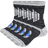 YUEDGE Mens Socks Sweat Wicking Anti Smell Cotton Cushioned Crew Casual Everyday Work Socks for Men, 5 Pairs