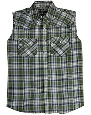 Men's Sleeveless Plaid Country Boy Shirt | Pearl Snap Front